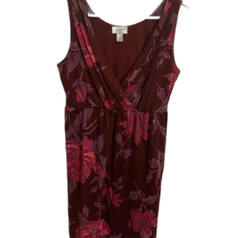LOFT Floral Sleeveless V-Neck Dress Size S